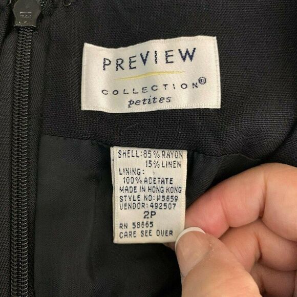 Vintage Linen Blend Sheath Dress Black Sleeveless - Picture 6 of 6
